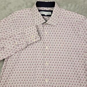 John Lennon Men's Shirt Small Purple Floral Roses Button Up‎ Long Sleeve Cotton